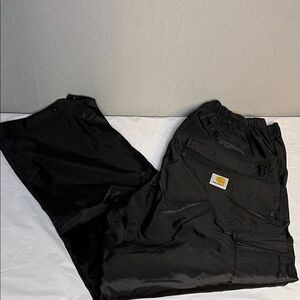 Men's Black Cargo Rain Pants with Elastic Waistband - Utility Style